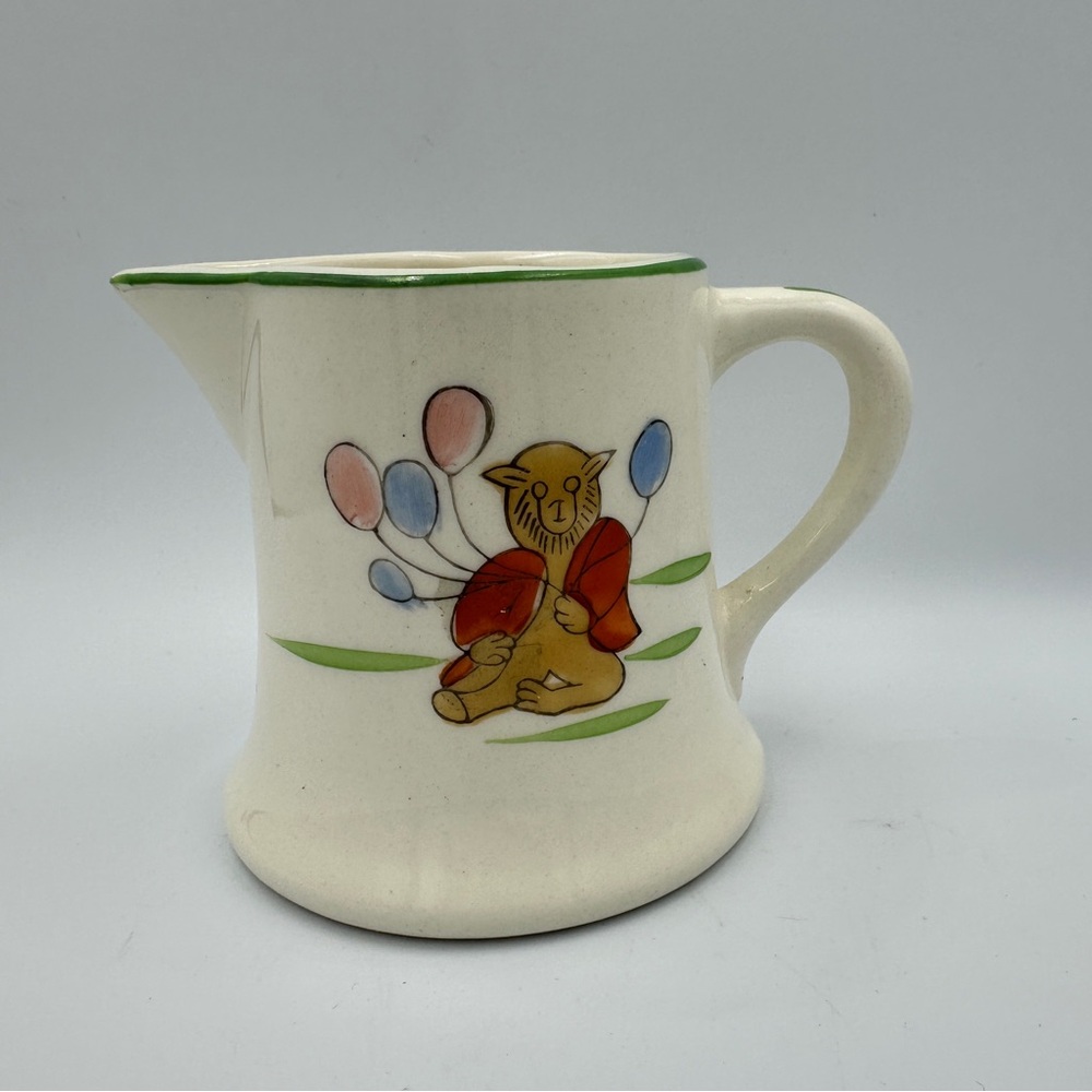 Vintage Whimsical Royal Trico  3” tall Cream Pitcher - Lion holding balloons